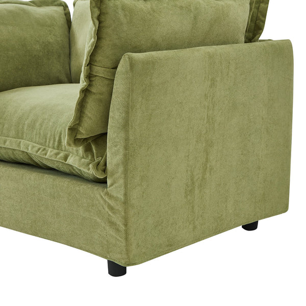 English Elm Modern Chenille Accent Chair with Ottoman Plush Wide Seat Curved Arms for Bedroom Green N719P428439F