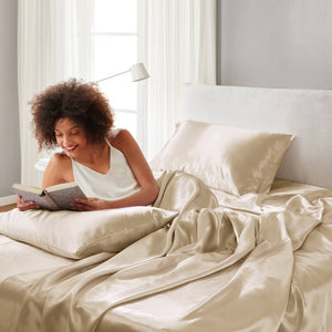 English Elm Satin Luxury Sheet Set For California King Beds – Silky Smooth Comfort & Elegant Style Upgrade B035P294206-GIGA