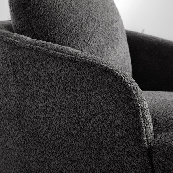 English Elm 30.3"w Boucle Barrel Swivel Chair 360 Rotation Lounge Seating for Living Room Charcoal W3188P400932