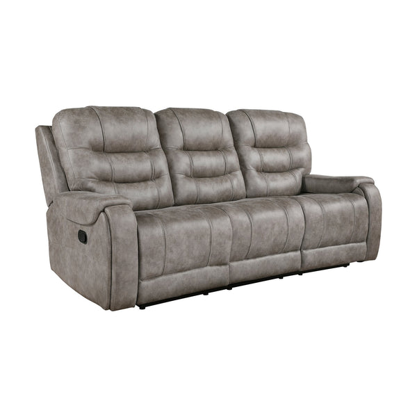 English Elm Grayish Brown Microfiber Reclining Sofa Set Three Piece Plush Living Room Suite B011S01263
