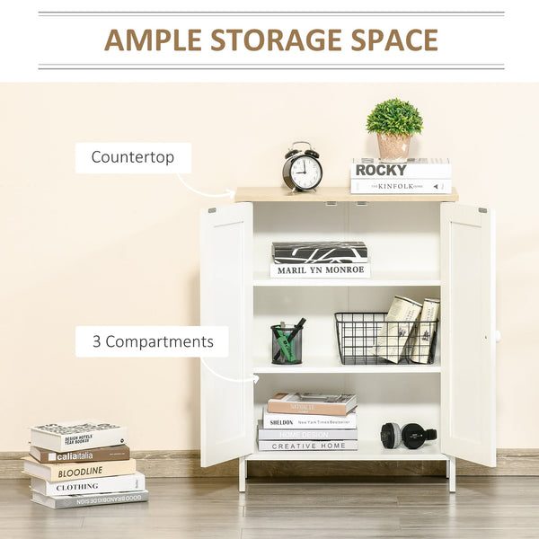 English Elm Homcom Modern Storage Cabinet With Adjustable Shelves, Stylish Double Door Cupboard For Any Space W2225P200527