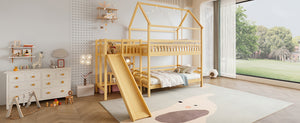 English Elm Full Bunk Bed with Trundle Bookshelf Storage Pine Frame Car Design for Kids Natural W1580S00303