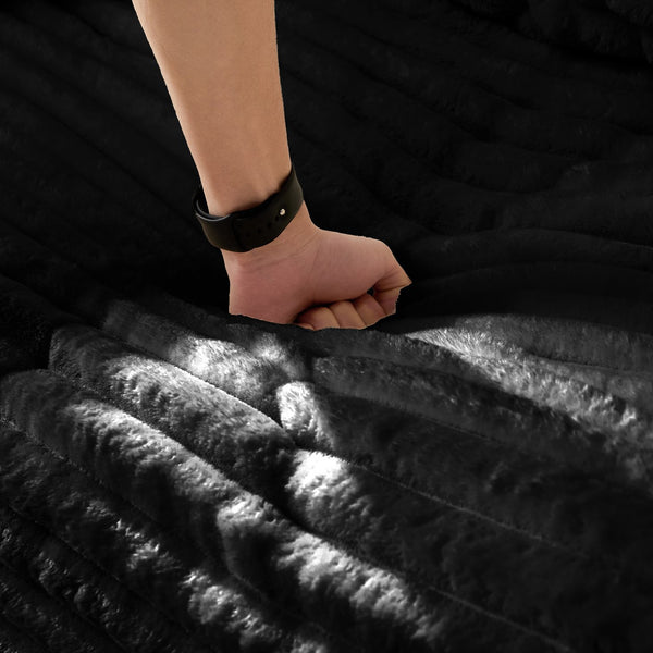 English Elm Plush Corduroy Ottoman with High-Density Sponge and Solid Wood Frame for Living Room & Office Seating Black W1885P346915