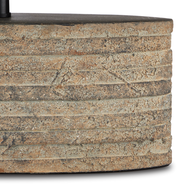 Innkeeper Rustic Oval Table Lamp - Elegant Terracotta Design with Vanilla Linen Shade for Home Decor