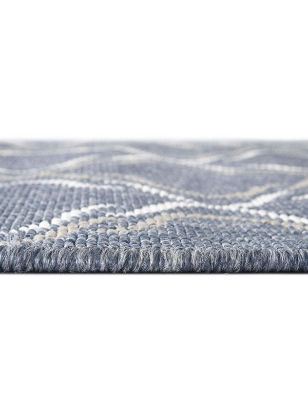 Unique Loom Outdoor Trellis Parmaklik Machine Made Lattice Rug Navy Blue, Ivory/Gray 5' 3" x 8' 0"