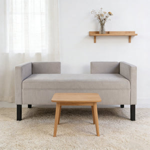 English Elm 50"ottoman Upholstered Bench with Bolster Pillows Fluted Wood Legs Bedroom Entryway W5325P426810