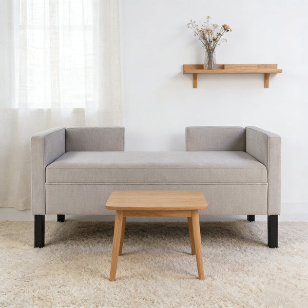 English Elm 50"ottoman Upholstered Bench with Bolster Pillows Fluted Wood Legs Bedroom Entryway W5325P426810