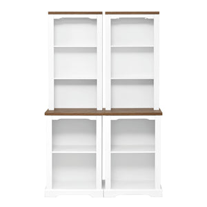 English Elm On-trend Two Piece Walnut Veneer Freestanding Bookcase Set with Curved Sculptural White N721P394507K