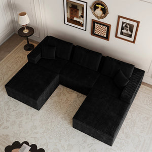 English Elm 106.30*70.87"modular Five Piece Corduroy Sectional Sofa No Assembly Plush Living Room W3819S00137