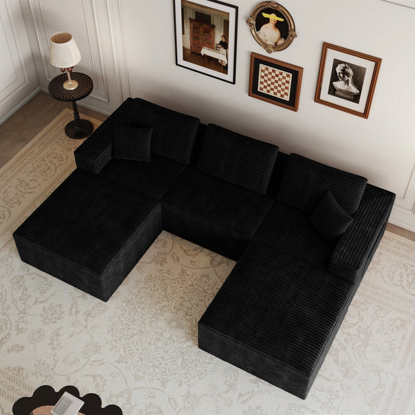 English Elm 106.30*70.87"modular Five Piece Corduroy Sectional Sofa No Assembly Plush Living Room W3819S00137