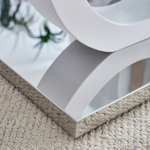English Elm Contemporary Glass Top Coffee Table with Dual Circle White Mdf Base for Living Room W3875P397147