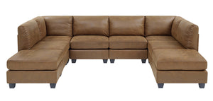 English Elm Faux Leather Modular Sectional Sofa Reconfigurable Pu Upholstery Living Room B2748S00044