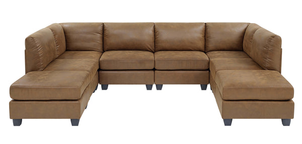 English Elm Faux Leather Modular Sectional Sofa Reconfigurable Pu Upholstery Living Room B2748S00044