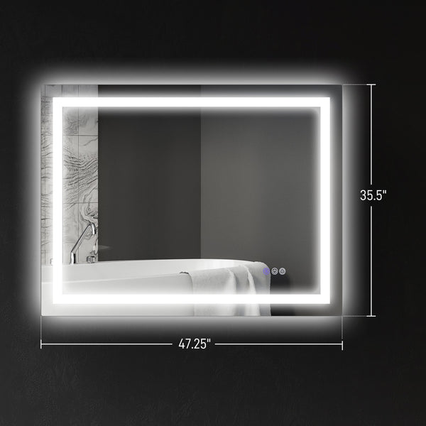 English Elm Homcom Led Vanity Mirror With Dual Lighting, Anti-Fog, Dimmable Color Control & Smart Features W2225P229189