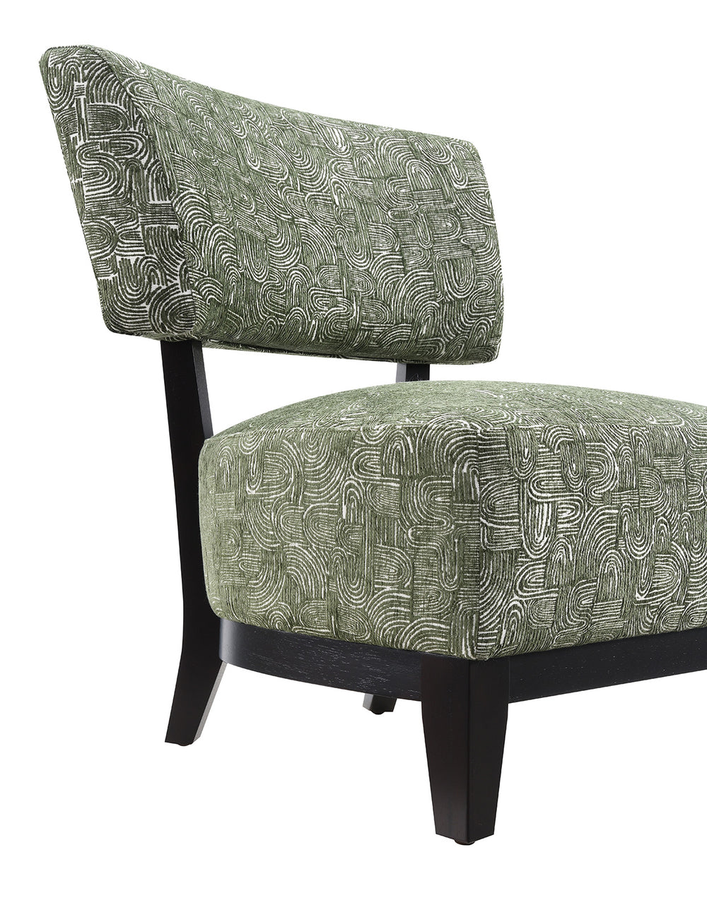 English Elm Green Contemporary Accent Chair with Cylindrical Back, Foam Seat and Dark Walnut Exposed Wooden Legs, Stylish Living Room Upholstery Green 38 L x 29 W x 35 H B2741P401419