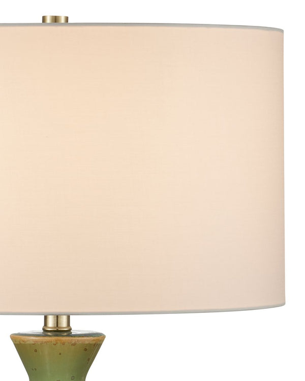 Currey & Company Grassington Table Lamp - Handcrafted Ceramic With Celadon Glaze & Oversized Drum Shade For Elegance Green Ceramic 6000-1042-currey-company