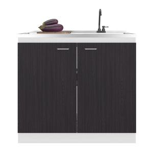 English Elm Utility Sink Base Cabinet with Two Doors Shelved Storage White Oak Laundry Room B097S00262
