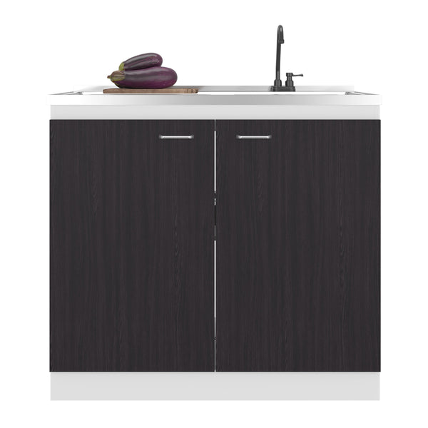 English Elm Utility Sink Base Cabinet with Two Doors Shelved Storage White Oak Laundry Room B097S00262