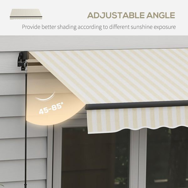 English Elm Outsunny 8' X 6.5' Retractable Patio Awning - Durable Sunshade With Manual Crank & Uv-Resistant Fabric W2225P200514-GIGA