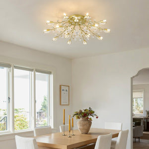 English Elm 15-light Gold Farmhouse Chandelier Seeded Glass Shades for Dining Room or Island W5008P466522