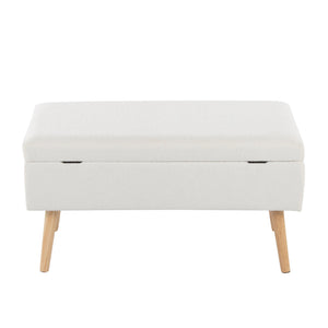 English Elm Storage Bench with Button Tufted Velvet Seat and Gold Tapered Legs for Bedroom B202P471493