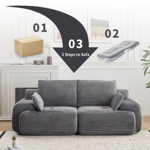 English Elm Modern 2-Seater Memory Foam Sectional Sofa - Pet-Friendly Corduroy Loveseat, No Assembly, Grey W3723P346961