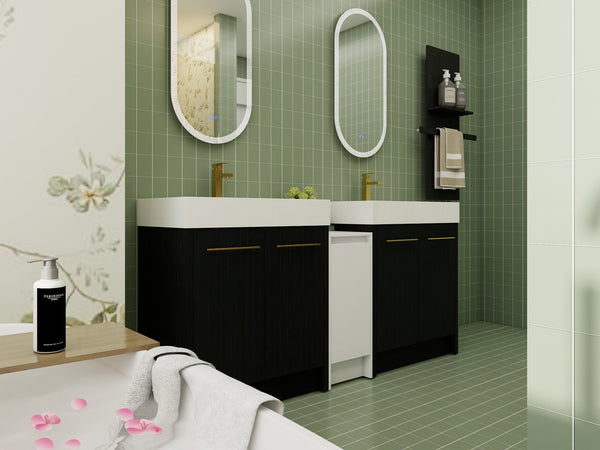 English Elm 72 Inch Freestanding Bathroom Vanity Set With Resin Sink, Storage Cabinets & Soft-Close Doors W999S00300