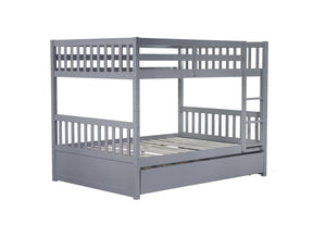 English Elm Full Over Full Bunk Bed With Twin Trundle, Ladder & Guardrails - Rustic Grey, Space-Saving Design W504S00178