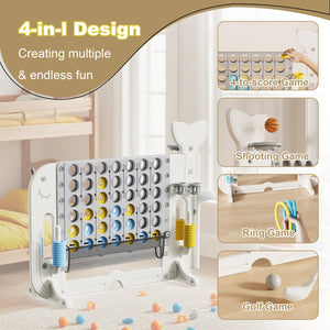 English Elm 4-to-score Giant Backyard Game Set with 4 Activities Height Adjustable Family Fun White+Gray W2700P357856