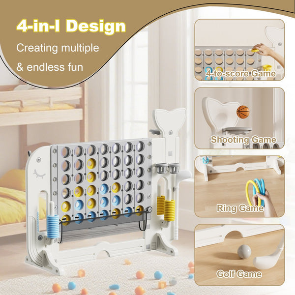 English Elm 4-to-score Giant Backyard Game Set with 4 Activities Height Adjustable Family Fun White+Gray W2700P357856