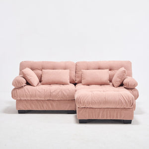 English Elm Modular Cloud Sectional with Ottoman Deep Seat Flannelette Sofa for Living Room Pink W2120S00024