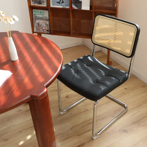 English Elm Dining Chairs Set of 4 Velvet Seat Woven Rattan Back Chrome Cantilever Frame Black W2105S00007