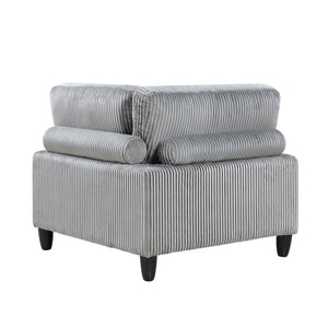 English Elm 5pc Modular Sectional Sofa Set in Corduroy Upholstery with Ottoman & Accent Pillows, Modern Luxe Gray 40 L x 40 W x 13.5 H B011S01560