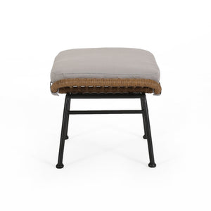 English Elm Christopher Knight Home® - Montana Light Brown Faux Rattan Outdoor Ottoman Set of 2 with Water-Resistant Cushions, Steel Frame Durable Elegance 65045.00LBRN