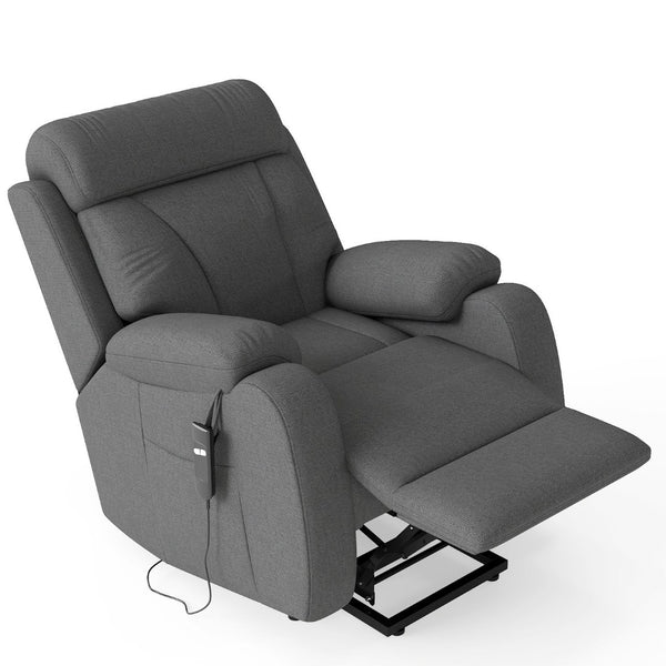 English Elm Power Lift Recliner For Seniors – Compact Electric Chair In Dark Gray Snowflake Velvet, Remote Control W1028S00052-GIGA