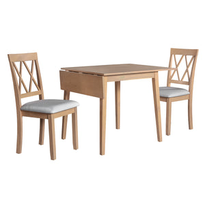 English Elm Foldable Extendable Dining Table Set with Drop Leaves and 4 Upholstered Chairs for Small Spaces Natural N752S010617A