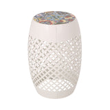 Christopher Knight Home® - Noble House - Roswell Outdoor Lace Cut Side Table with Tile Top