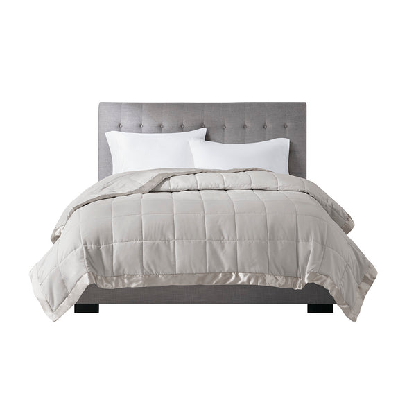 Madison Park Windom Casual Lightweight Down Alternative Blanket with Satin Trim MP51-1535 Grey