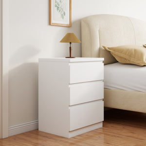 English Elm 19.7-inch Matte Finish Nightstand with Touch Release Drawers for Minimalist Bedrooms White W3151P407888