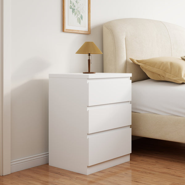 English Elm 19.7-inch Matte Finish Nightstand with Touch Release Drawers for Minimalist Bedrooms White W3151P407888