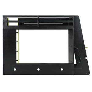 English Elm Twin Gaming Loft Bed with Desk Rgb Lighting and Multi-tier Shelves for Teen Rooms Green LT000160AAG