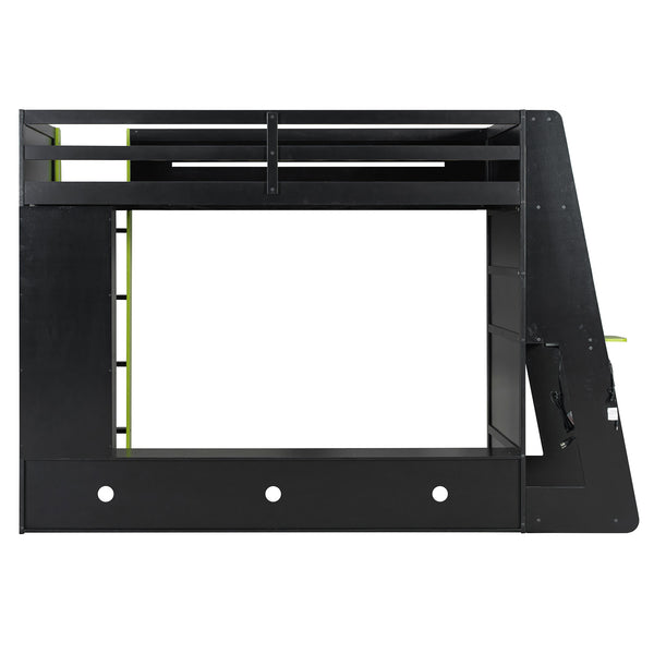 English Elm Twin Gaming Loft Bed with Desk Rgb Lighting and Multi-tier Shelves for Teen Rooms Green LT000160AAG