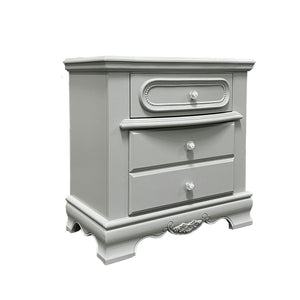 English Elm Grey 3-Drawer Nightstand with Quiet Wooden Glides, Dovetail Construction, Durable Poplar-MDF Finish B062P209009