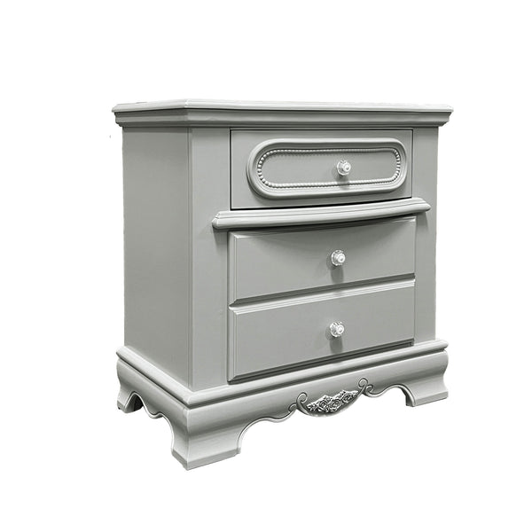 English Elm Grey 3-Drawer Nightstand with Quiet Wooden Glides, Dovetail Construction, Durable Poplar-MDF Finish B062P209009