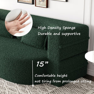 English Elm Modern Full Size Folding Sofa Bed with Teddy Fabric, Foam-Filled 15" Sleeper, 2 Pillows, No Assembly Required Green W1885P272262