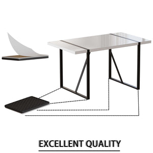 English Elm 55 Inch White Mdf Dining Table with Black Metal Legs Seats Six Industrial Farmhouse W2189P242109
