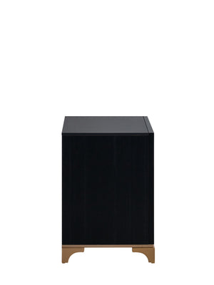 English Elm Kramer Two-drawer Nightstand Black Laminate Body Sculptural Gold Base Glam Bedside B078P497920