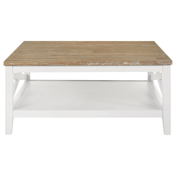 English Elm Evanston Wire-brushed Ash Veneer Square Coffee Table with Open Shelf Farmhouse Design B062P441455