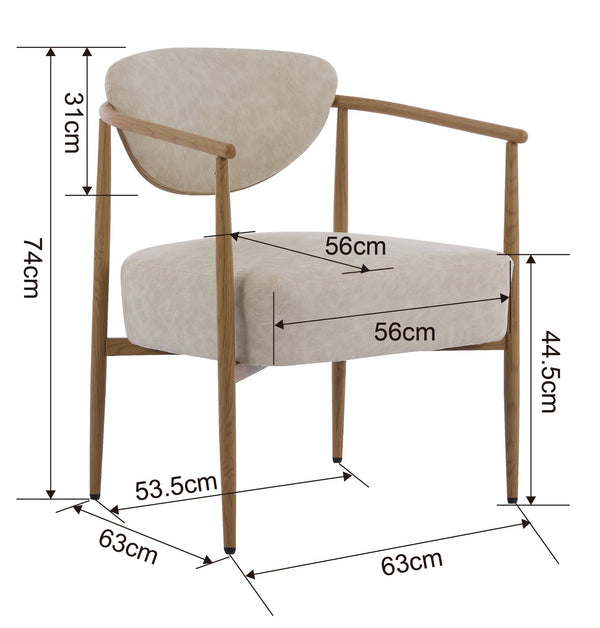 English Elm Beige Woven Fabric Dining Chair Set of Two with Wood Grain Iron Frame for Any Room W3149S00003