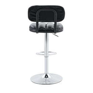 English Elm Set of 2 Adjustable Pu Leather Barstools with Chrome Base for Kitchen or Home Bar Black,Silver W3875P378576